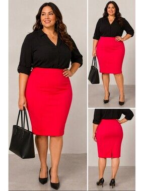 NWT Studio by Torrid High Rise Pixie Pencil Skirt Red 4X 26 Stretch